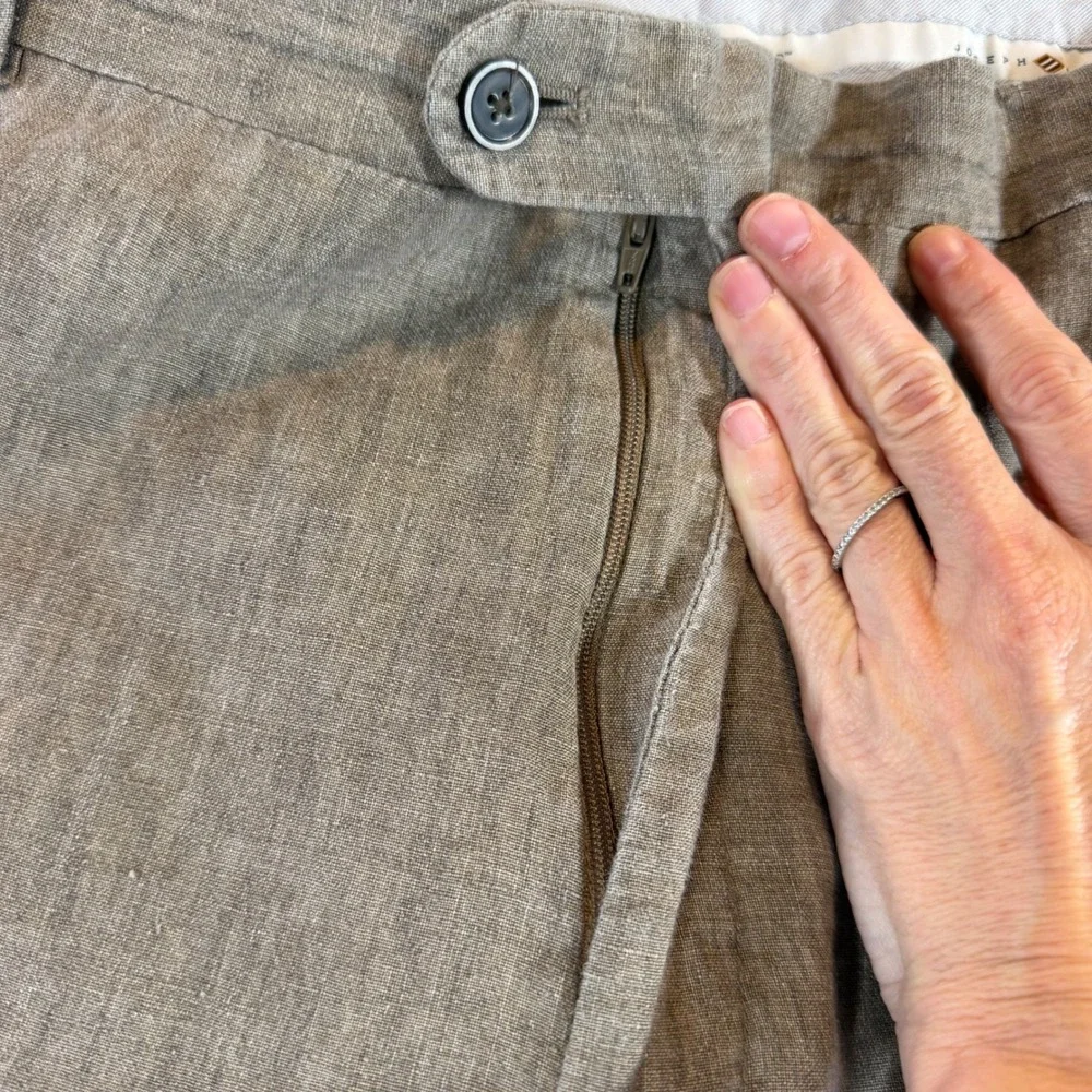 Joseph Abboud Mens 46 Brown Leomaster Italian Linen Pants Reosrt Wedding Luxury